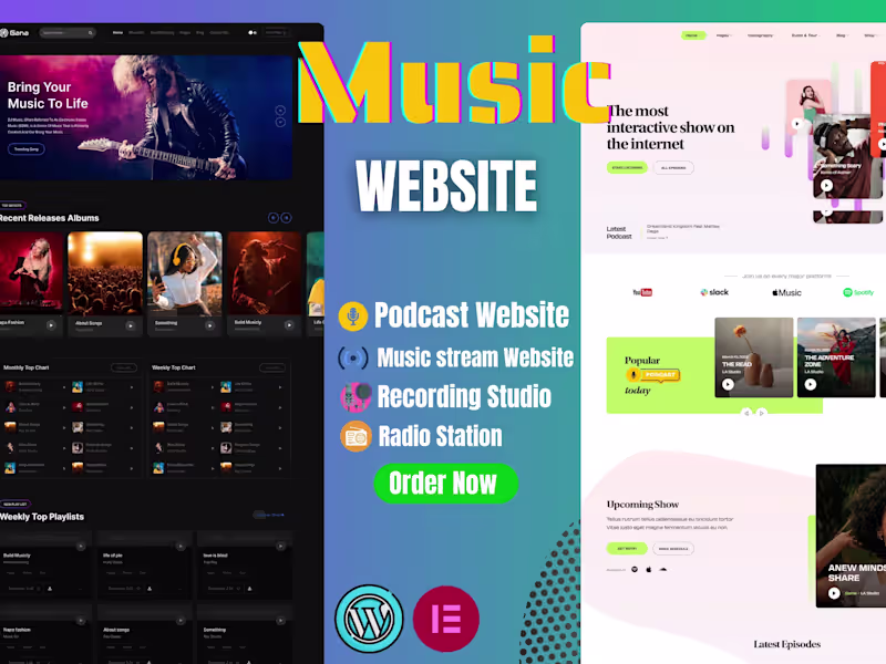 Cover image for WordPress music website, podcast website for music artists