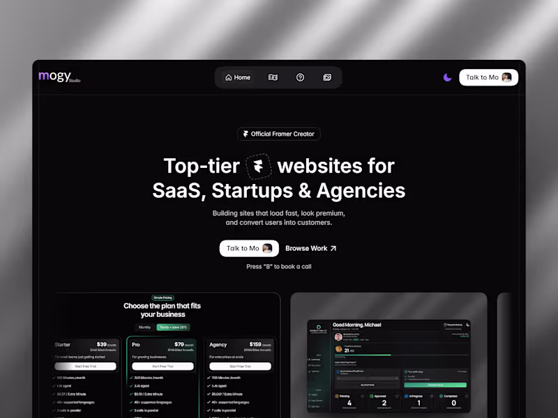 Cover image for Mogy Studio Framer Website