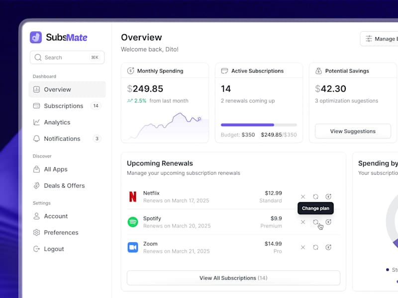 Cover image for 👌 SubsMate – Smart Subscription Management Dashboard