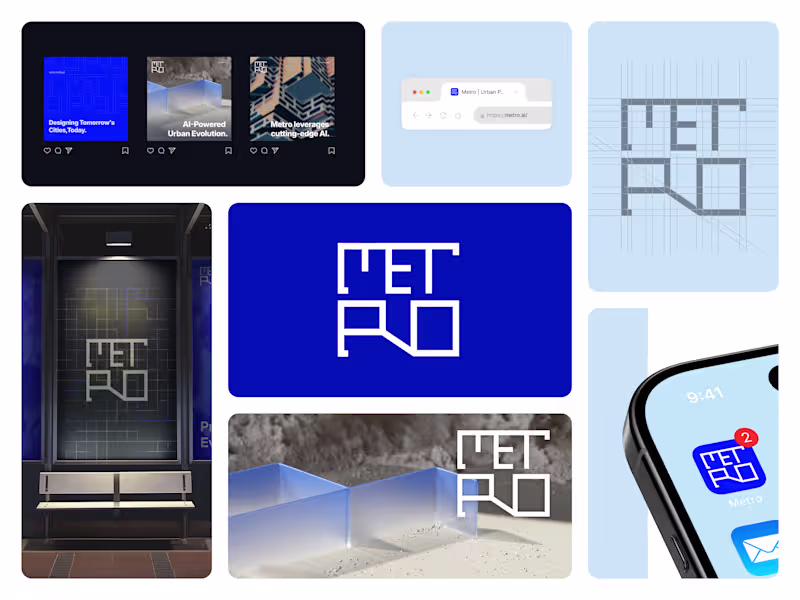 Cover image for Brand identity for METRO - where AI meets urban design.