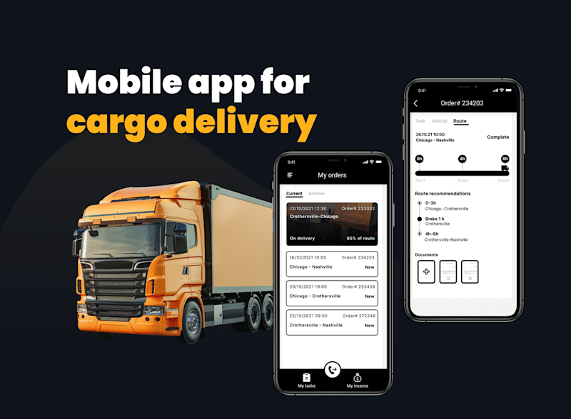 Cover image for Mobile app for cargo delivery :: Behance