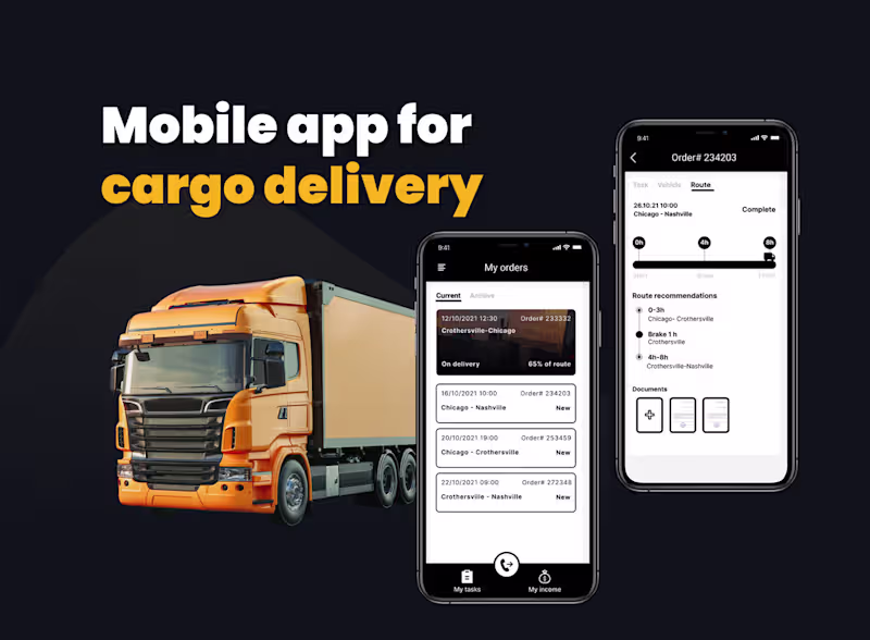 Cover image for Mobile app for cargo delivery :: Behance