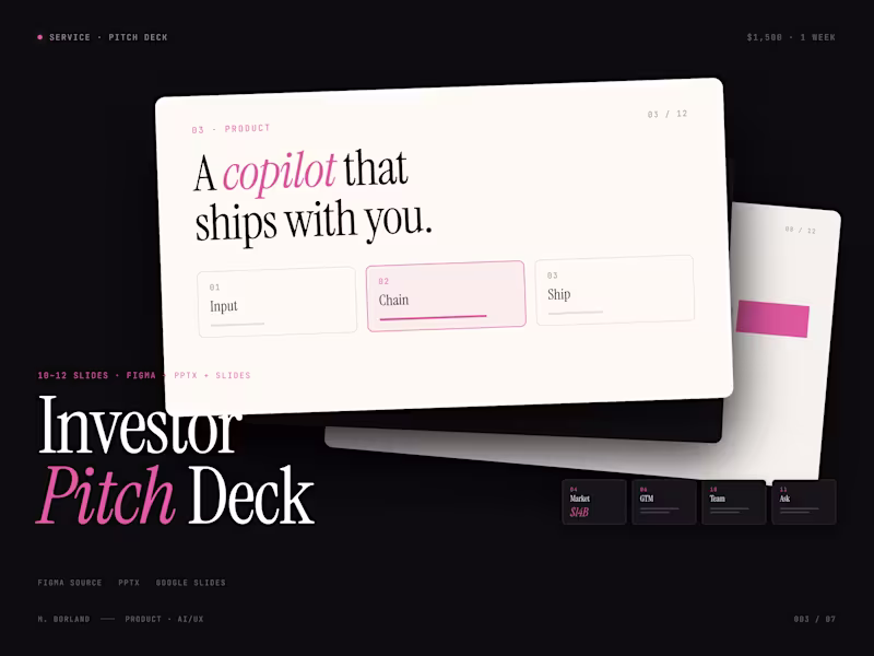 Cover image for Investor Pitch Deck — Built by a Product Builder