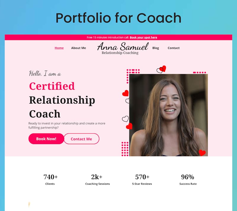 Cover image for Relationship coach portfolio website design on Behance
