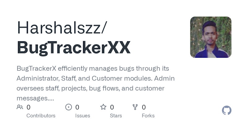 Cover image for Harshalszz/BugTrackerXX