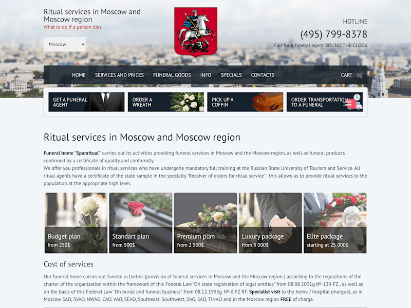 Cover image for Developing an e-commerce site for the "Spanritual" funeral home.