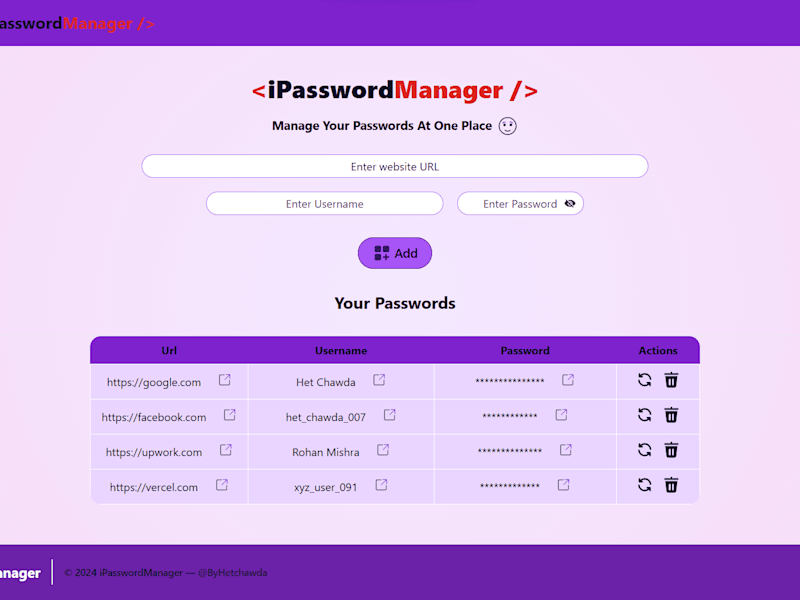 Cover image for iPassManager-Managing your passwords at one place