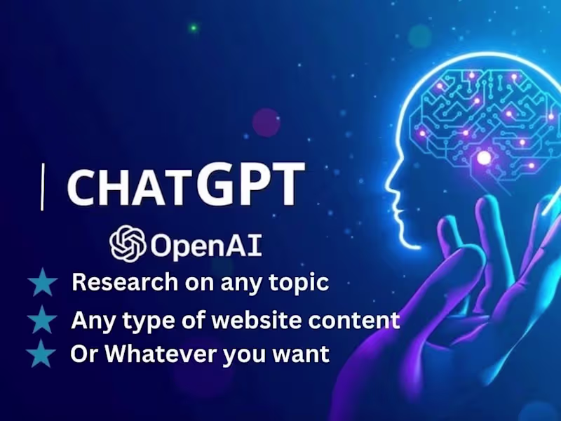 Cover image for You will get get any type of content or using ChatGPT AI Tool