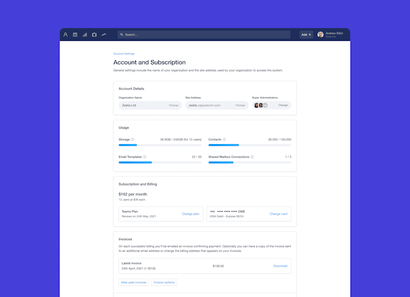 Cover image for Capsule In-app Account Summary