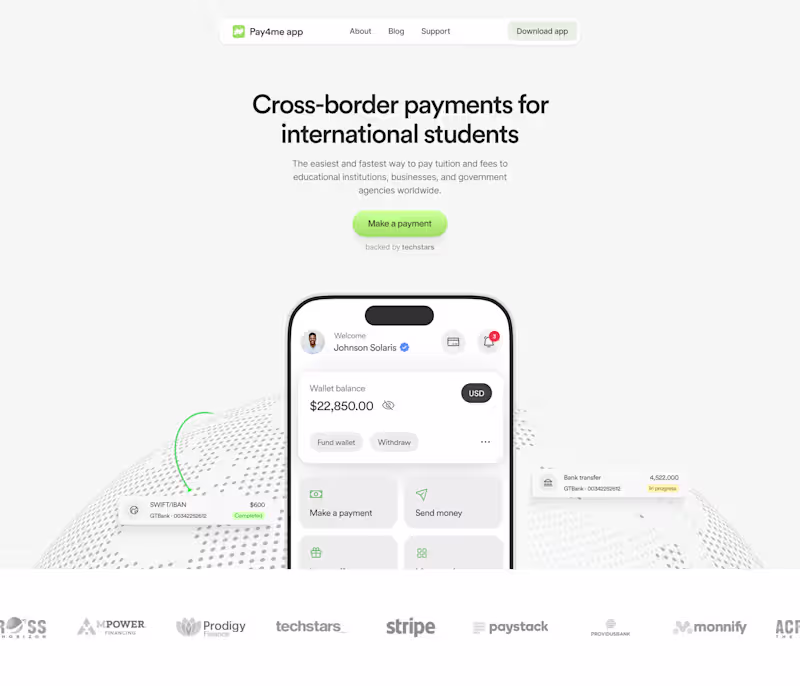 Cover image for Pay4me app landing page redesign