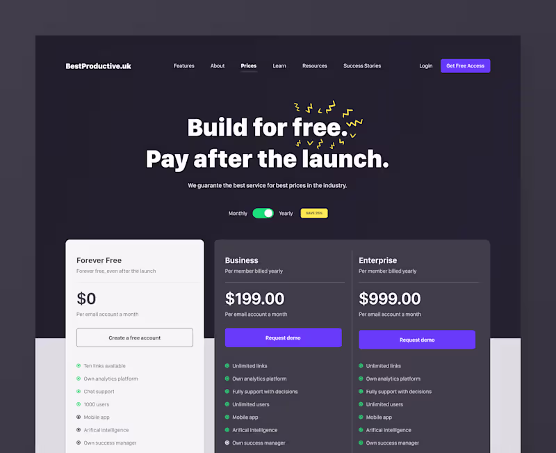 Cover image for Pricing Page for Best Productive 