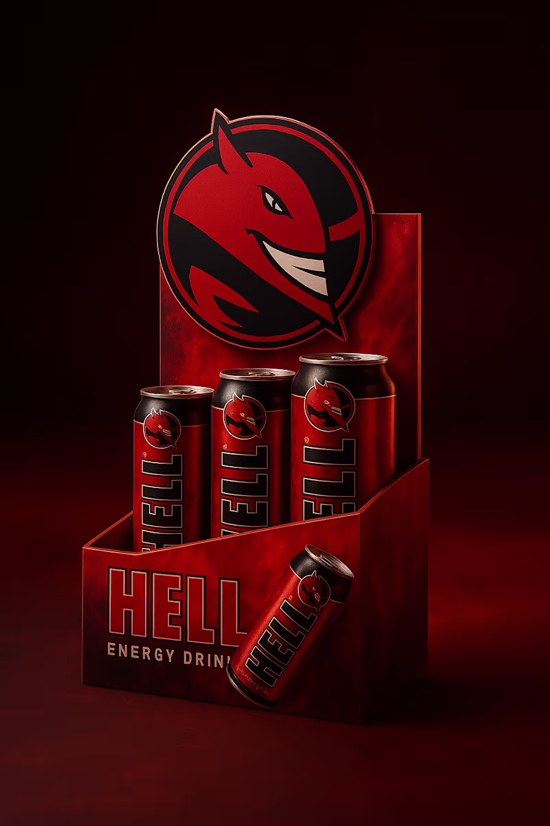 Cover image for Fuel forged in fire — Contra Hell Energy, rendered in pure 3...