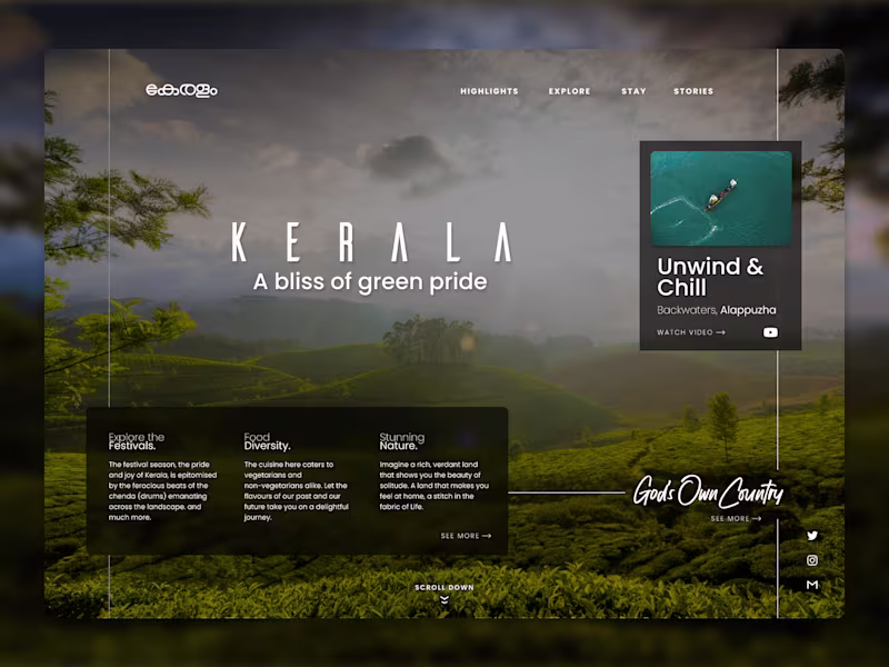 Cover image for Kerala Tourism UI Landing Page Concept.