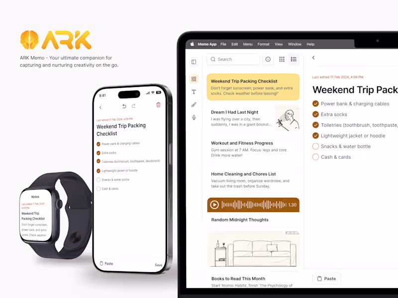 Cover image for ARK Memo - Multi-device Note-taking Mobile App