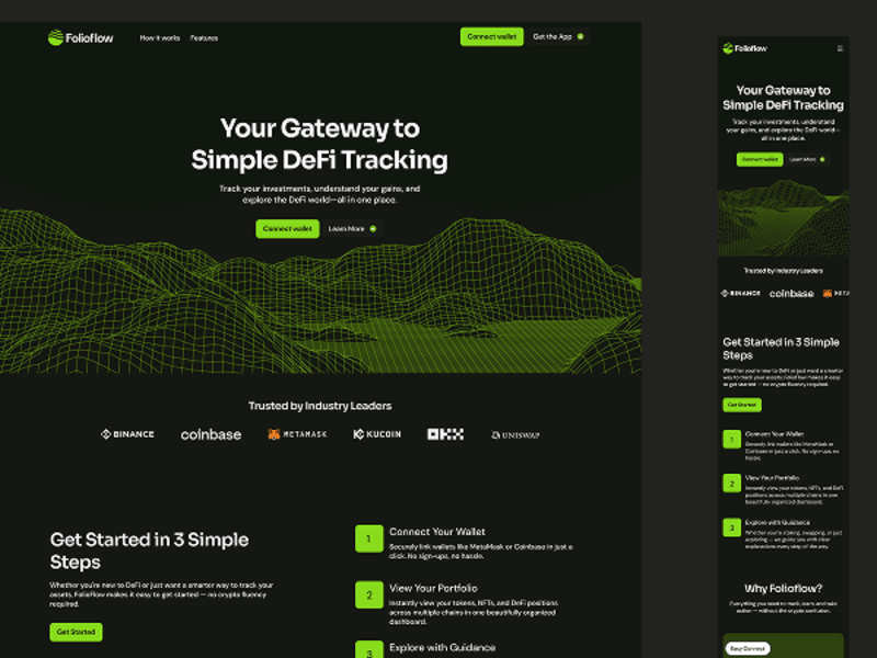 Cover image for FolioFlow – DeFi Dashboard Landing Page