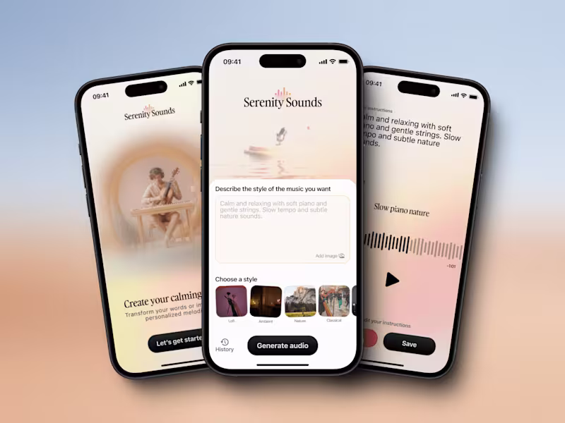 Cover image for serenity sounds, a calming soundscape-generation app