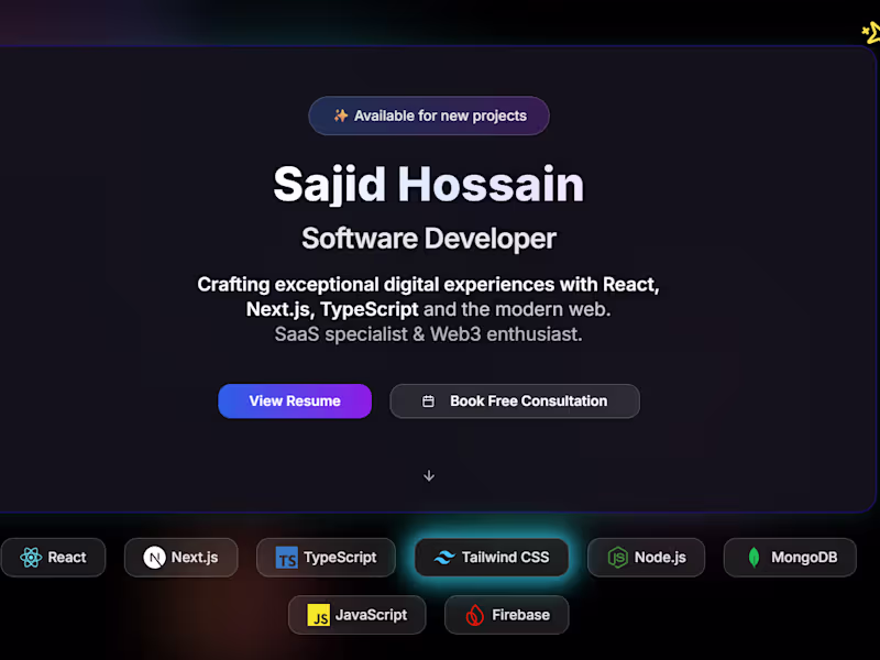 Cover image for Sajid Hossain's Personal Portfolio Website