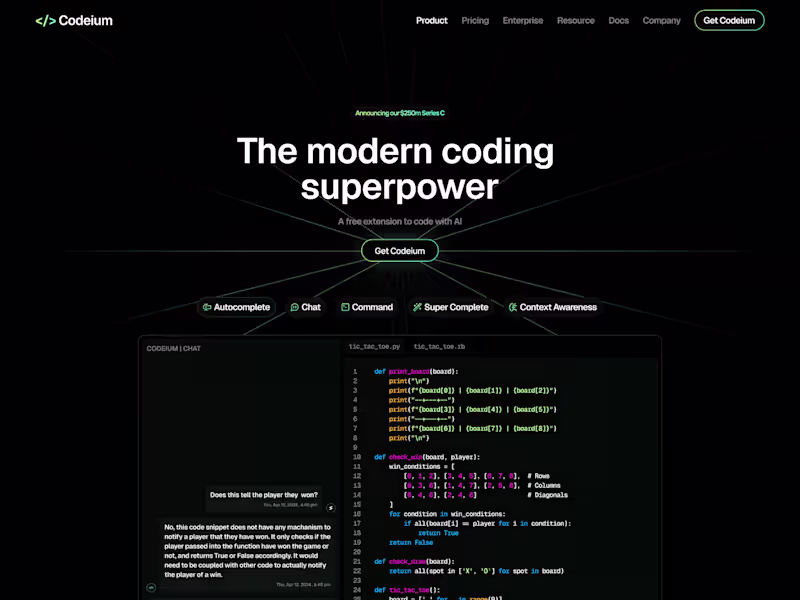 Cover image for Codeium - Website Redesign