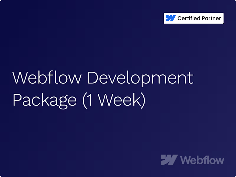 Cover image for Webflow Development Package (1 Week – $1400)