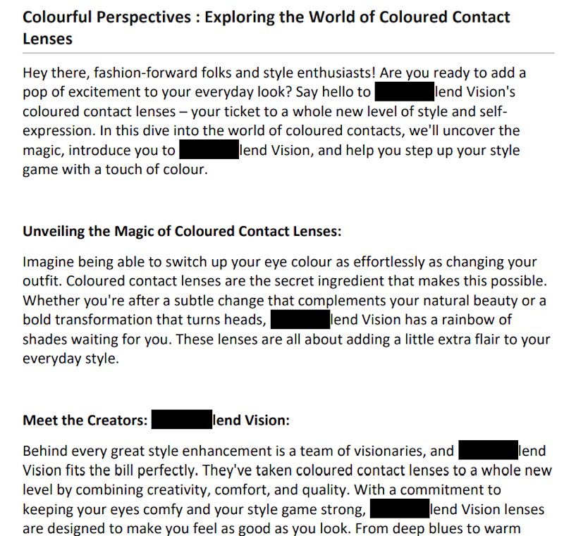 Cover image for Blog writing for a Eyewear Company