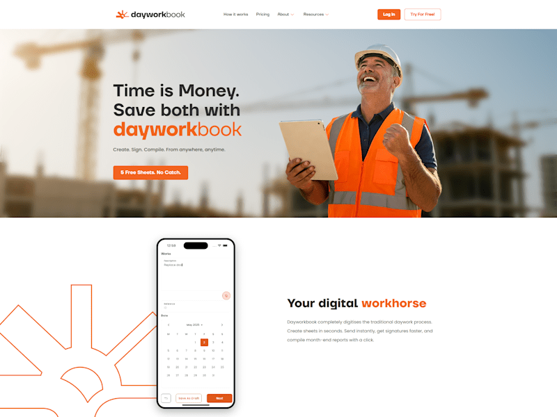 Cover image for Dayworkbook - Digital Construction Daywork Sheets App