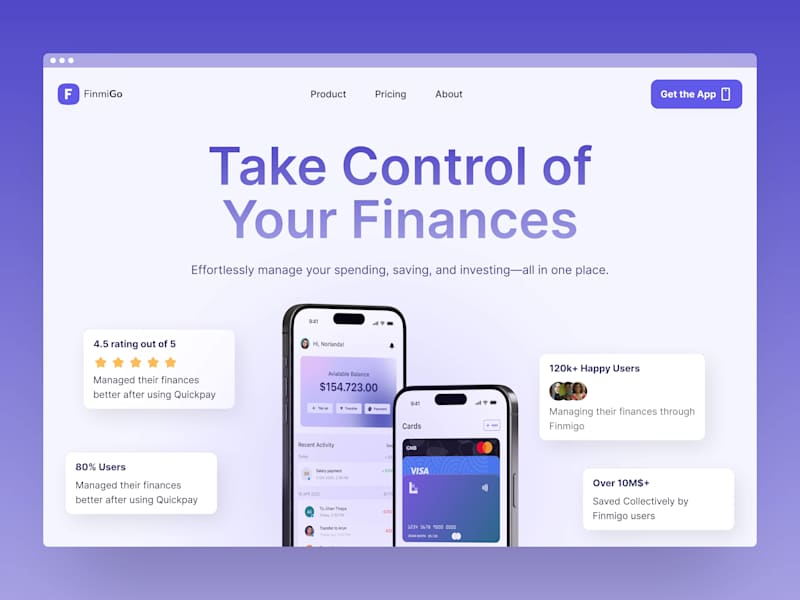 Cover image for Finmigo - Financial Mobile App Landing