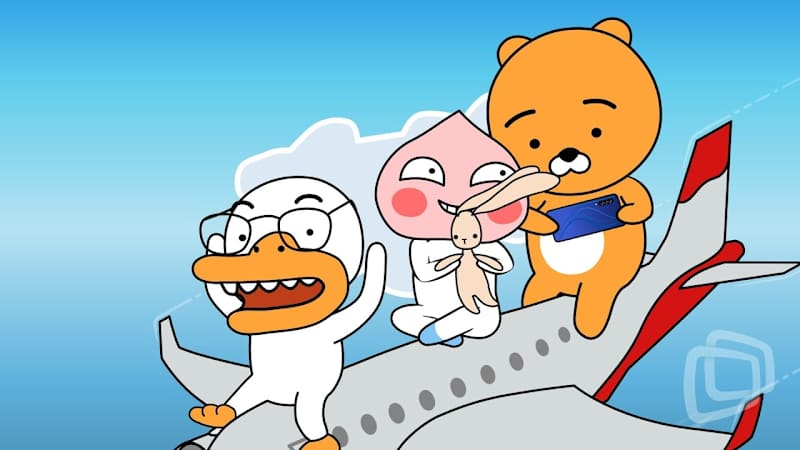 Cover image for Moho 2D animation: Kakao Friends flying on a plane
