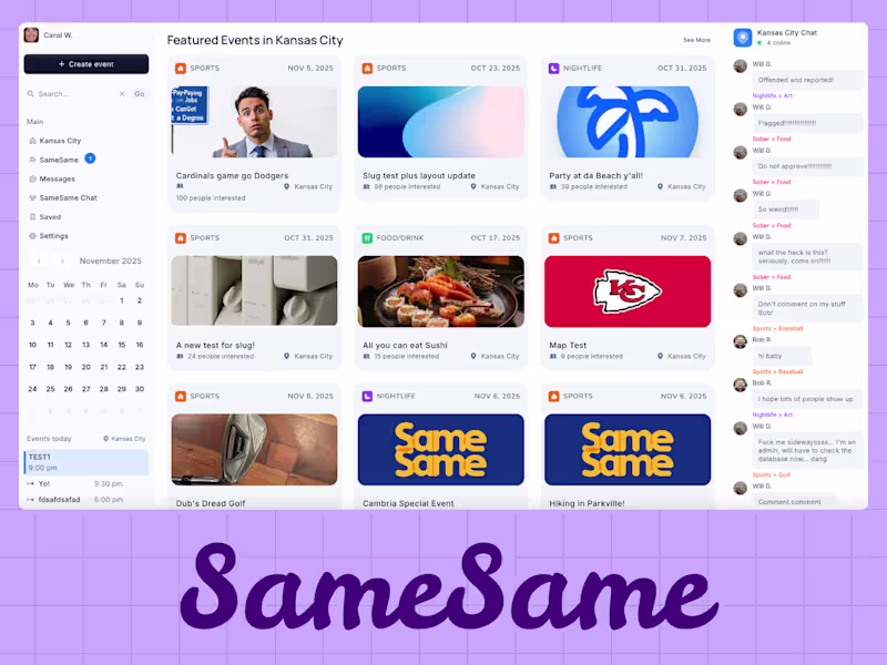 Cover image for SameSame: Social App on Bubble + OpenAI