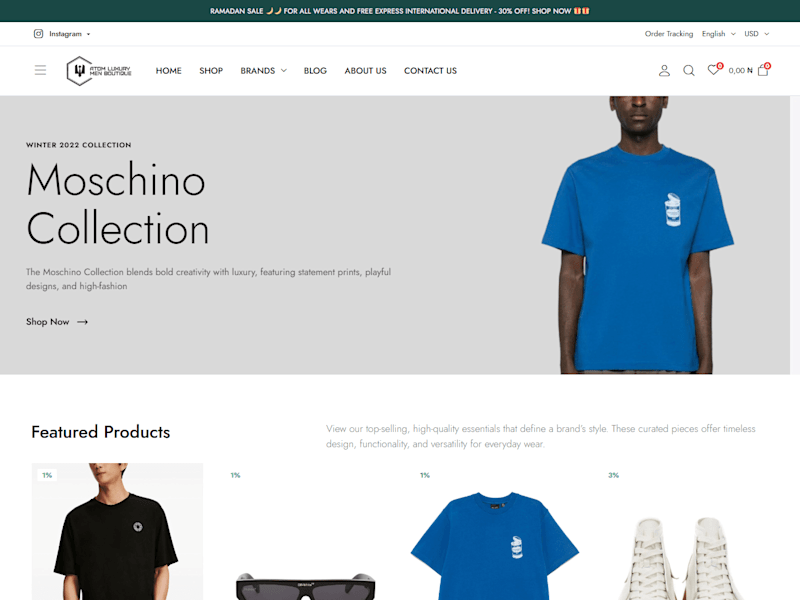 Cover image for Atom Luxury Boutique – Your No 1 Stop Shop for Men Wears