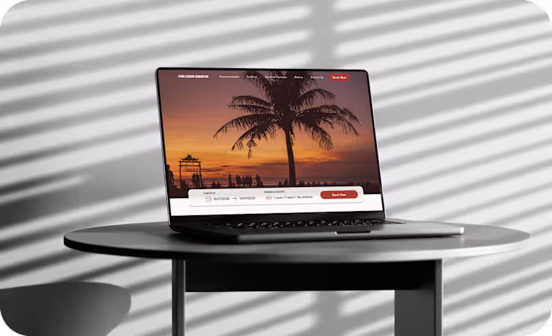 Cover image for Puri Saron — Redesign of the Website Hotel in Bali