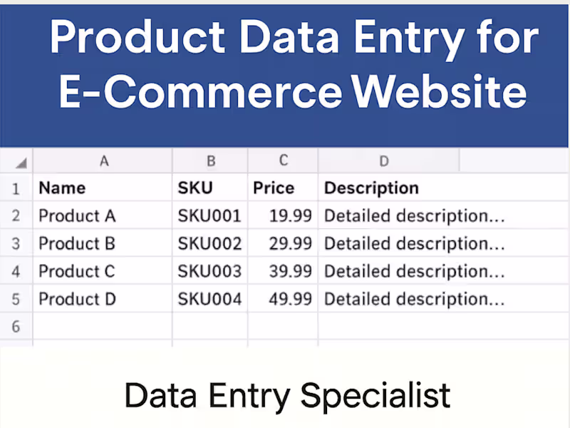 Cover image for Product Catalog Data Entry for E-Commerce Site