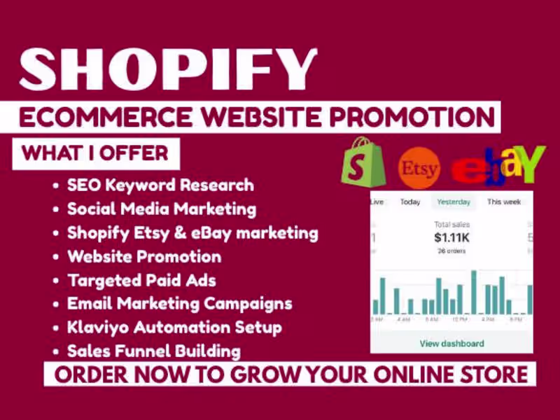 Cover image for I will boost shopify etsy ebay views marketing for sales traffic