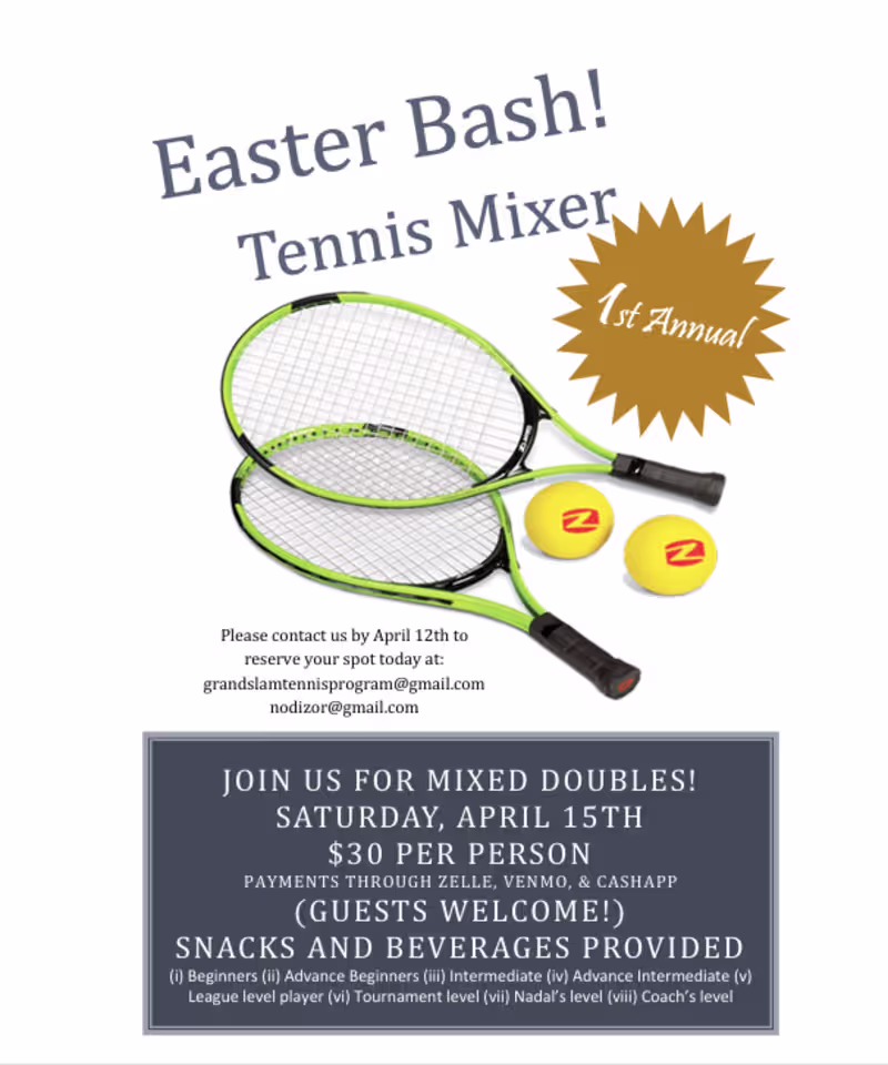 Cover image for Community Tennis Event Flyer – Easter 2023