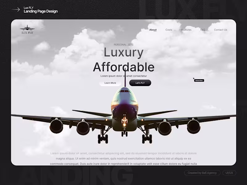 Cover image for Lux FLY Landing Page Design