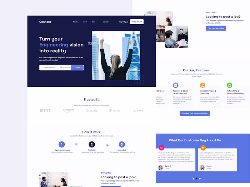 Cover image for Landing Page UI Design for Engineering Job site :: Behance