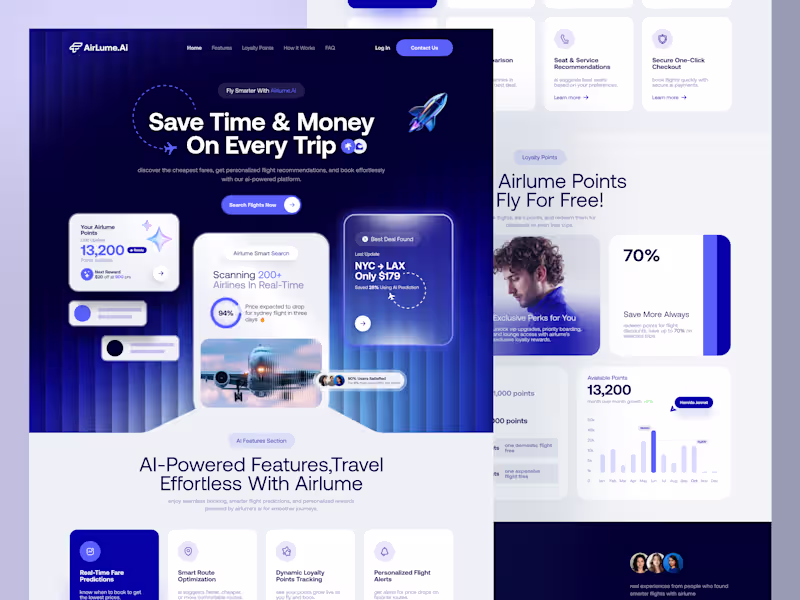 Cover image for AirLume.Ai - AI-Powered Flight booking UI/UX Design