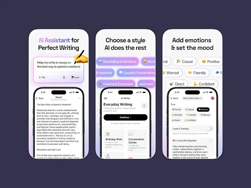 Cover image for AI Writing Assistant App Screenshots