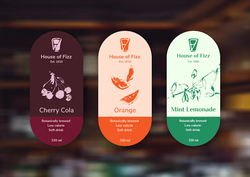Cover image for House of Fizz, soft drink brand identity and packaging