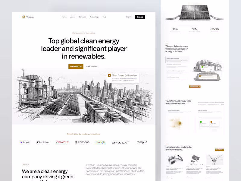Cover image for Verdeon Clean Energy Landing Page Design
