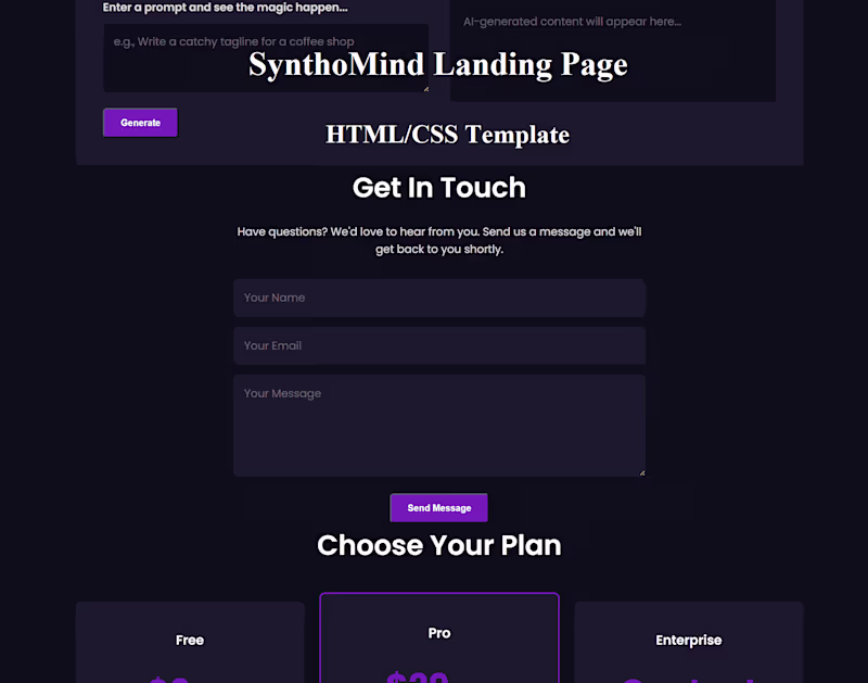 Cover image for SynthoMind - AI & SaaS Landing Page Template
