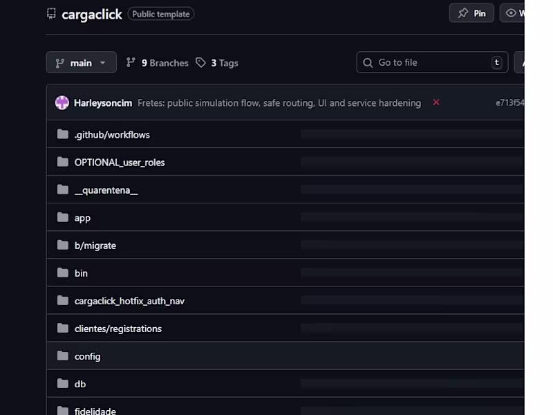 Cover image for GitHub - Harleysoncim/cargaclick: Sistema de fretes modais