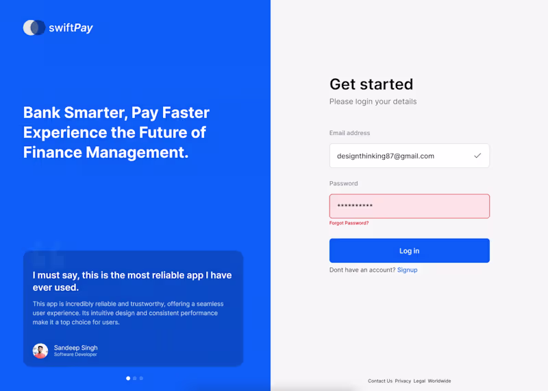 Cover image for SwiftPay Online Banking Dashboard Design