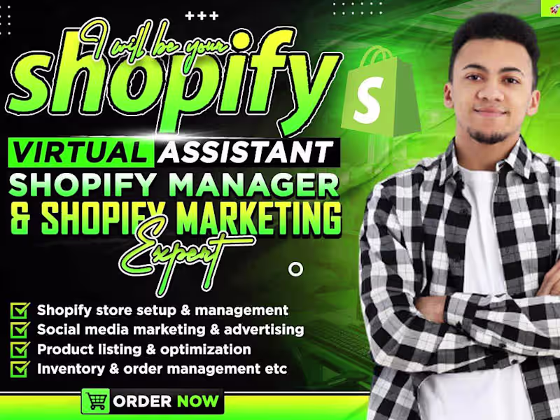 Cover image for I will be your shopify virtual assistant and shopify marketer