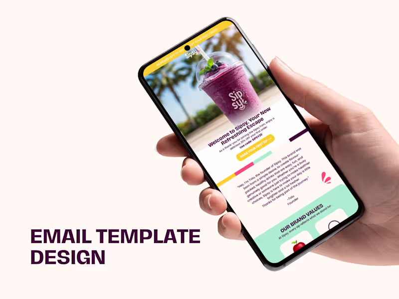 Cover image for Welcome Email Design for Sipsy | Klaviyo