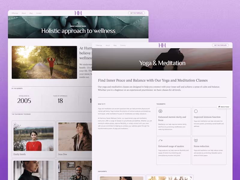Cover image for Harmony Haven | Framer Website Template