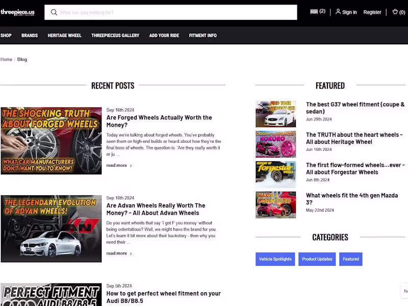 Cover image for Content management for e-commerce wheel & tire retailer