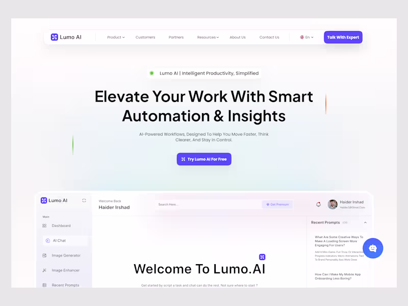 Cover image for Lumo AI Website Design Concept
