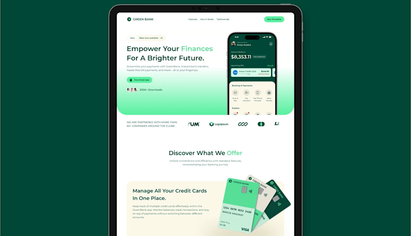 Cover image for Green Bank - Framer Template