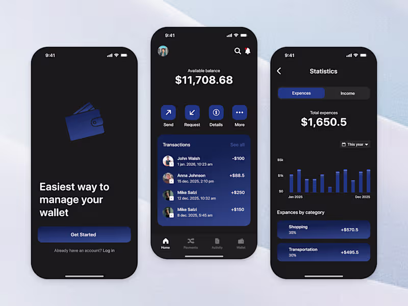 Cover image for Finance app - UI Design Concept A modern mobile finance app ...