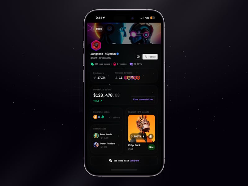 Cover image for Profile page for a Web3 social network.